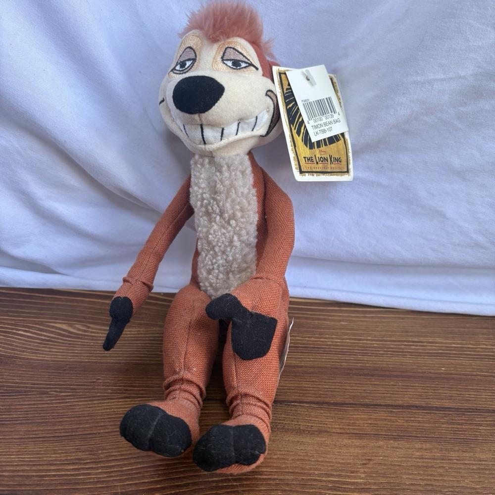 Disney Lion King Broadway Timon Bean Bag Plush w Tags Stuffed Animal 7.5"